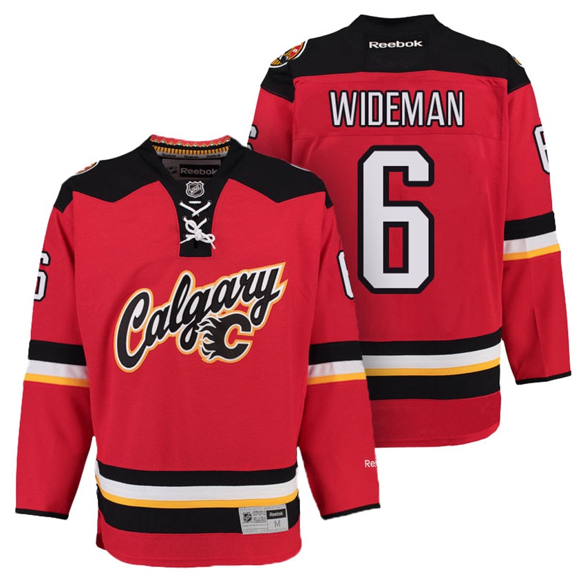 Men Flames Dennis Wideman #6 Red 3rd Alternate Premier Jersey