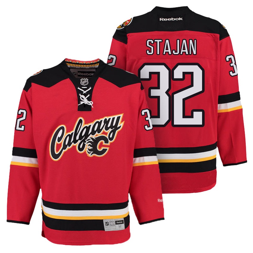 Men Flames Matt Stajan #32 Red 3rd Alternate Premier Jersey