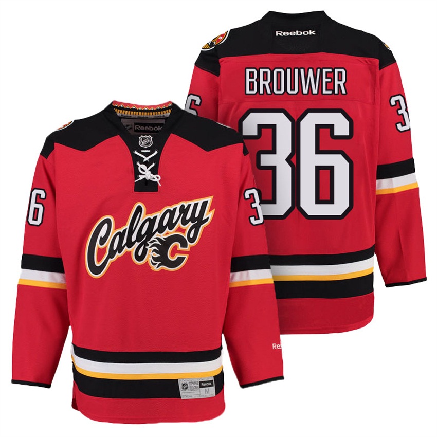 Men Flames Troy Brouwer #36 Red 3rd Alternate Premier Jersey