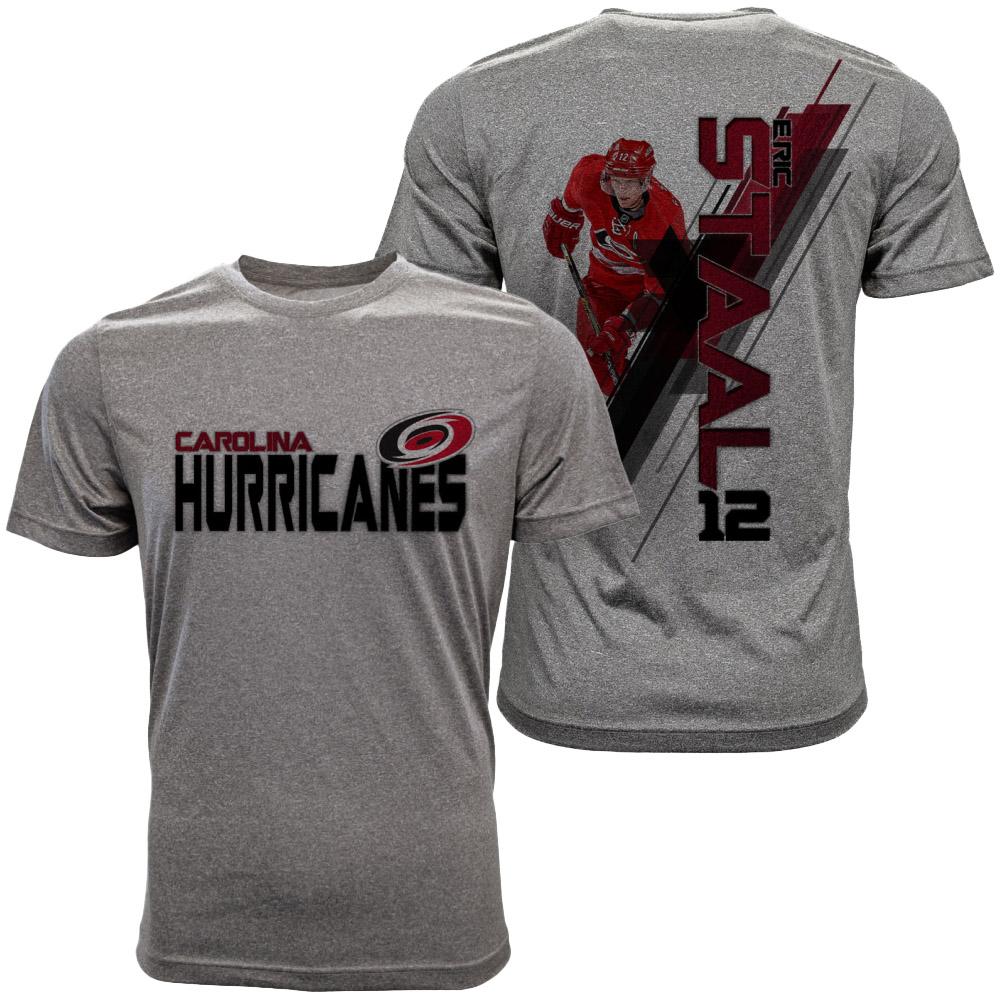 Men Hurricanes #12 Eric Staal Grey Spectrum Player T-shirt