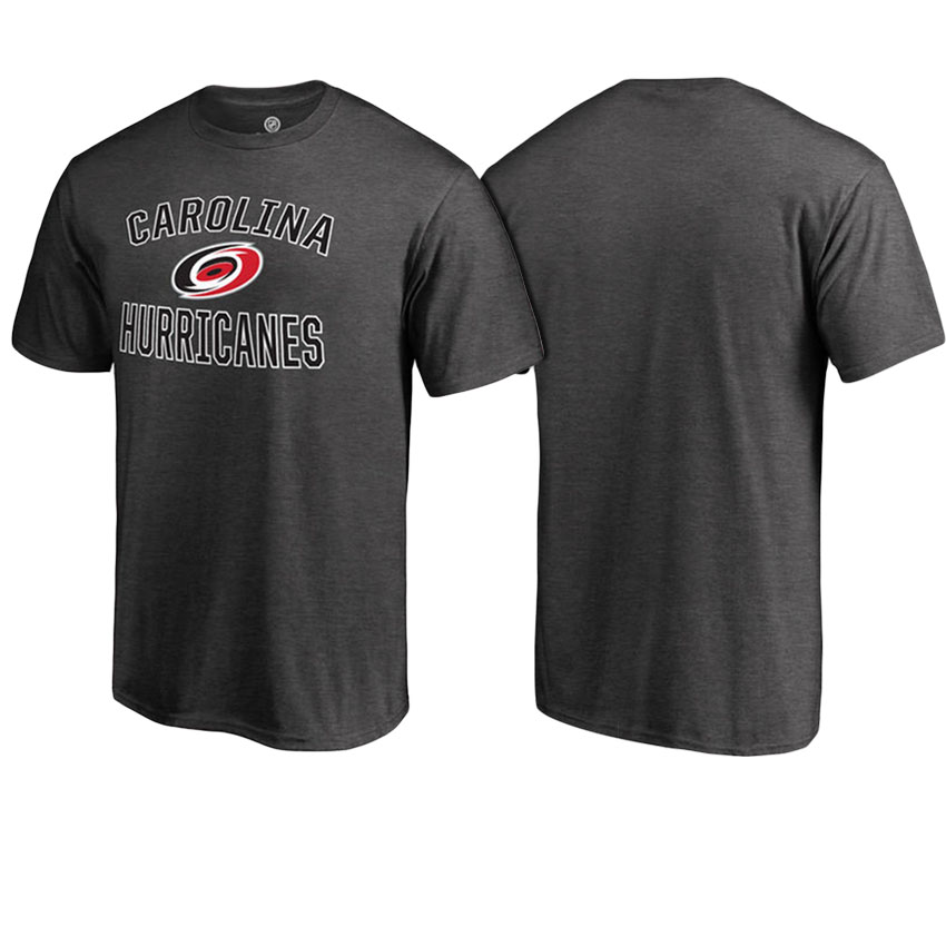 Men Carolina Hurricanes Heathered Gray Word And Mark Victory Arch T-shirt