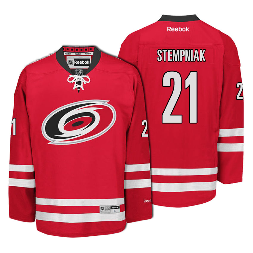 Men Carolina Hurricanes Lee Stempniak #21 Red Home Premier Jersey