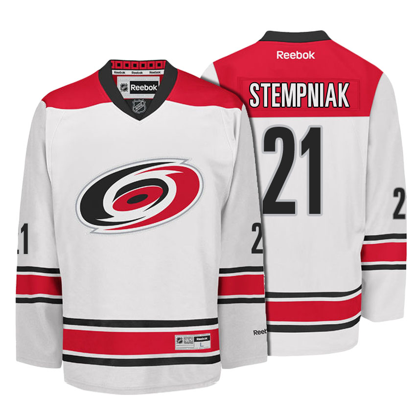 Men Carolina Hurricanes Lee Stempniak #21 White Away Premier Jersey