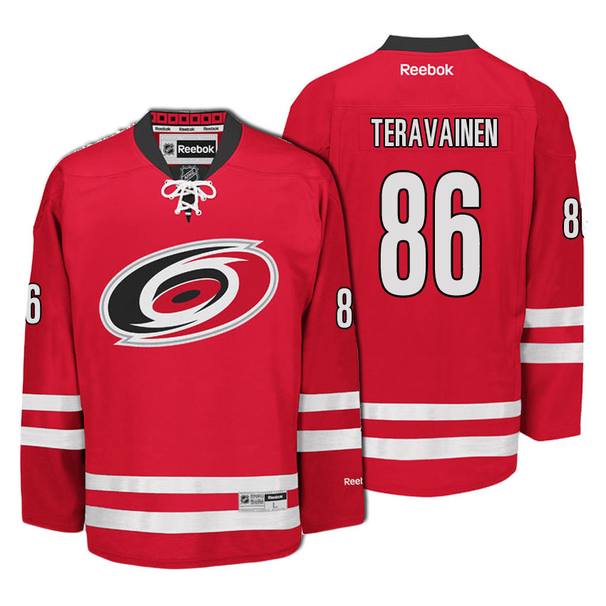 Men Carolina Hurricanes Teuvo Teravainen #86 Red Home Premier Jersey