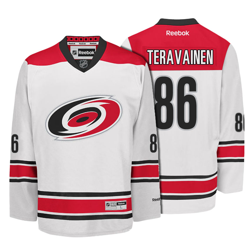 Men Carolina Hurricanes Teuvo Teravainen #86 White Away Premier Jersey