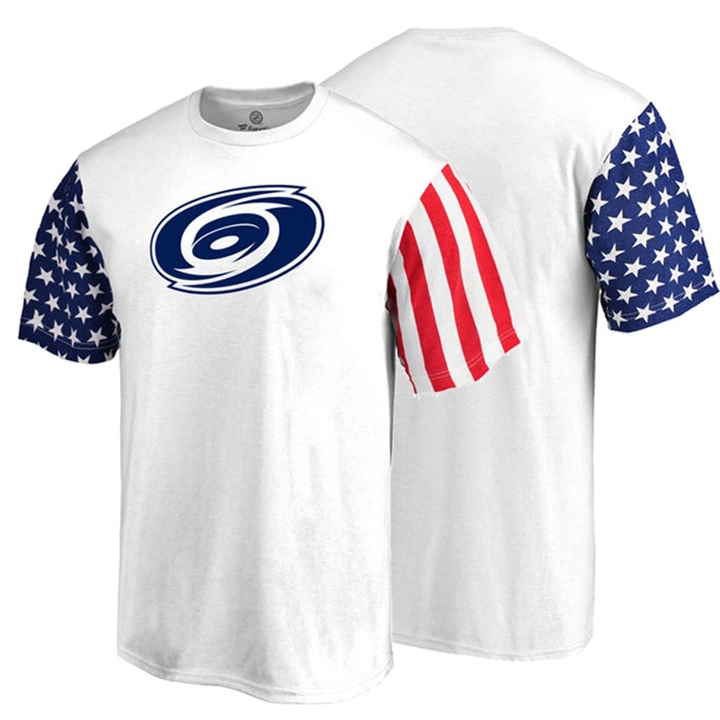 Men Carolina Hurricanes White US Flag Stars And Stripes T-shirt