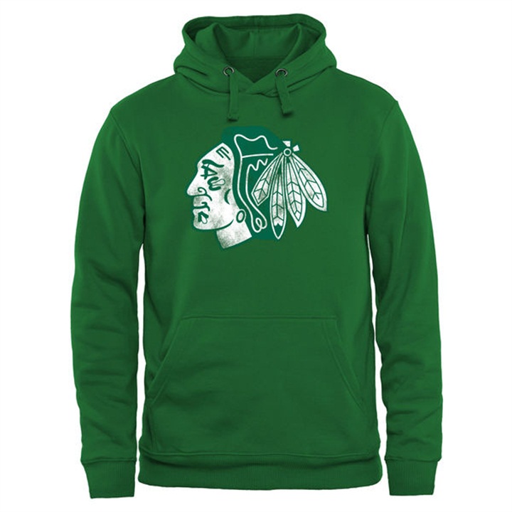 Men NHL Blackhawks Kelly Green St. Patrick Day Pullover Hoodie