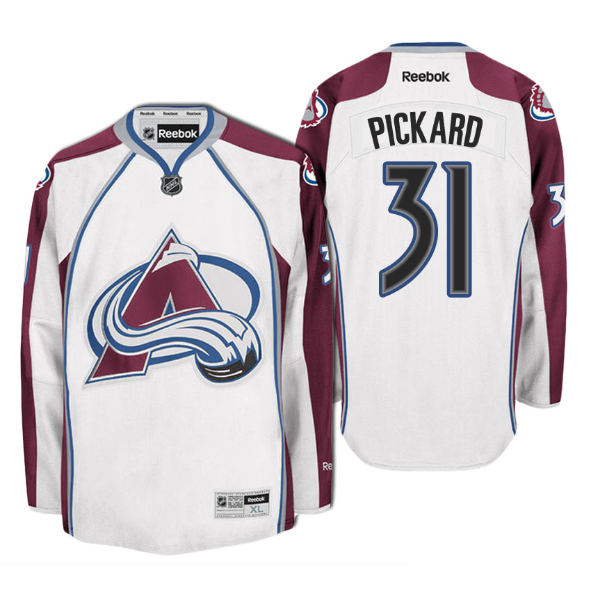 Men Colorado Avalanche Calvin Pickard #31 White Away Premier Jersey