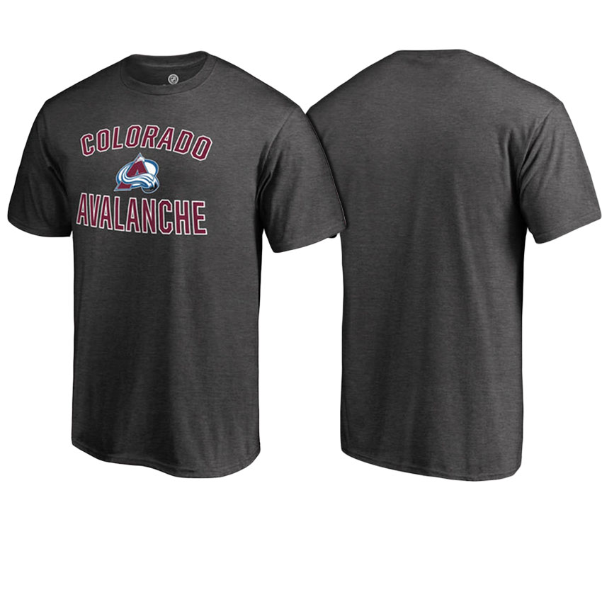 Men Colorado Avalanche Heathered Gray Word And Mark Victory Arch T-shirt