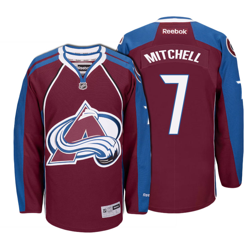 Men Colorado Avalanche John Mitchell #7 Maroon Home Premier Jersey