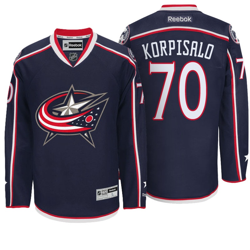 Men Blue Jackets Joonas Korpisalo #70 Navy Team Home Premier Jersey