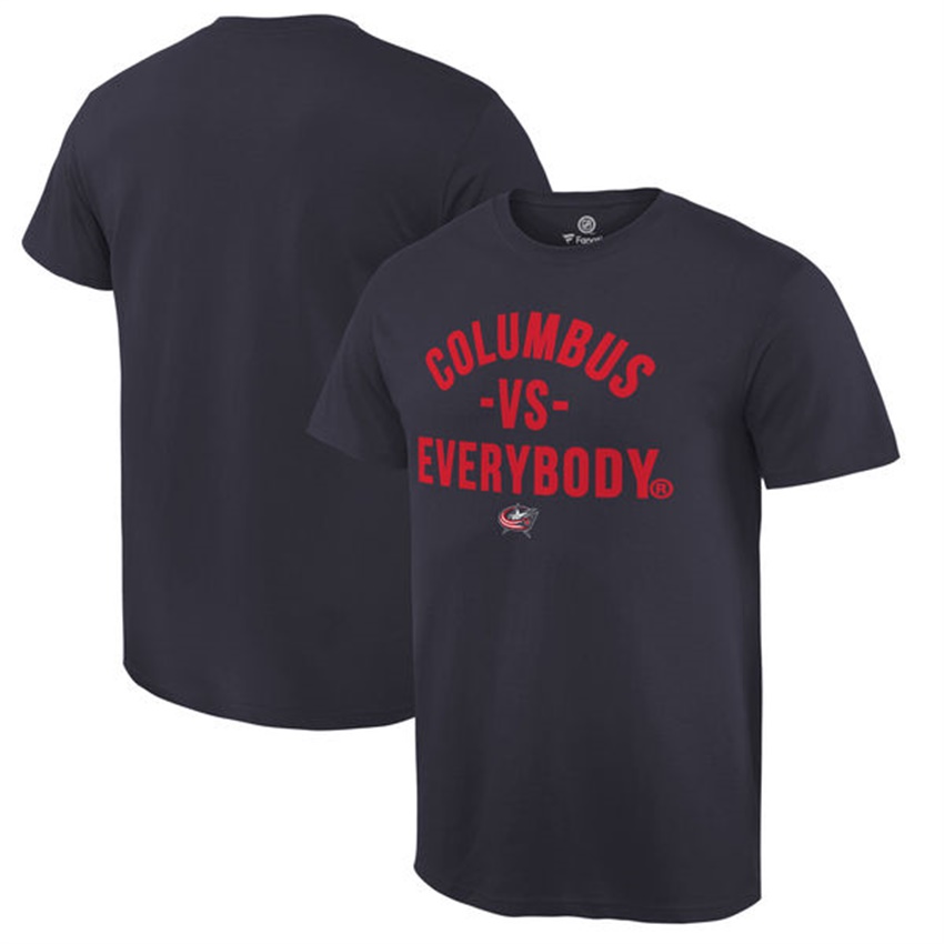 Men Columbus Blue Jackets Navy Short Sleeve Against Everybody Team T-shirt