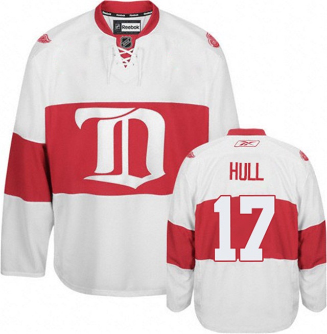 Men Red Wings Brett Hull #17 White Winter Classic Throwback Jersey