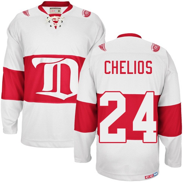 Men Red Wings Chris Chelios #24 White Winter Classic Throwback Jersey