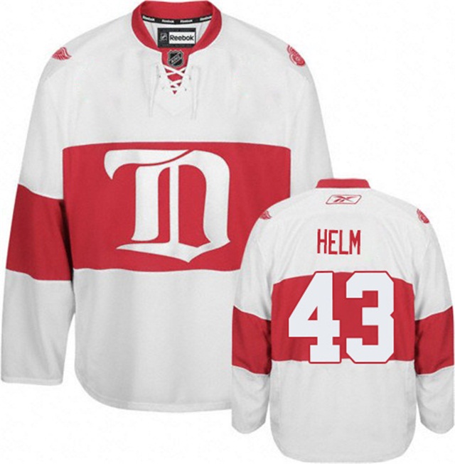 Men Red Wings Darren Helm #43 White Winter Classic Throwback Jersey