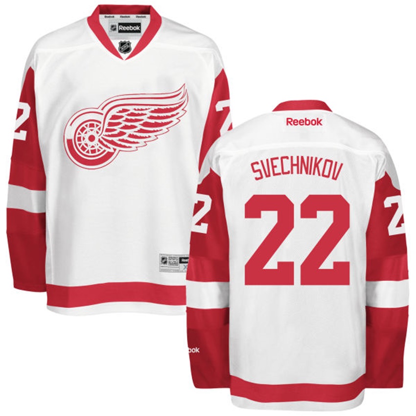 Men Detroit Red Wings Evgeny Svechnikov #22 White Away Premier Jersey