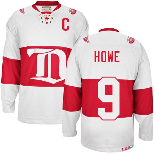 Men Red Wings Gordie Howe #9 White Winter Classic Throwback Jersey