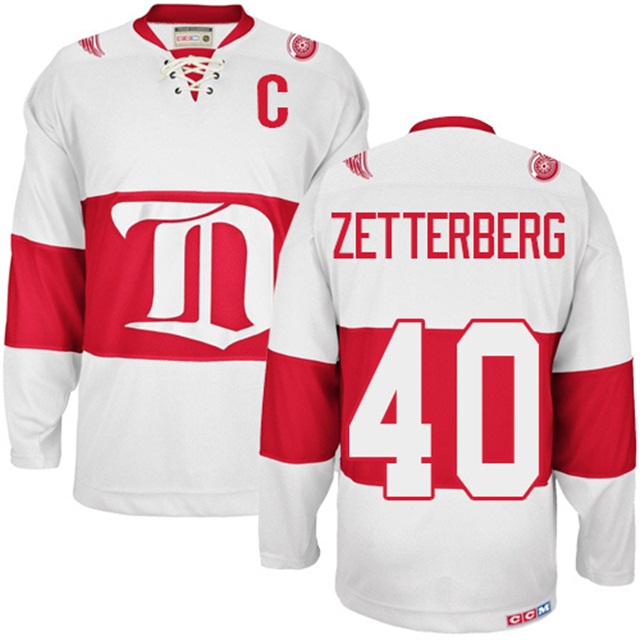 Men Red Wings Henrik Zetterberg #40 White Winter Classic Throwback Jersey