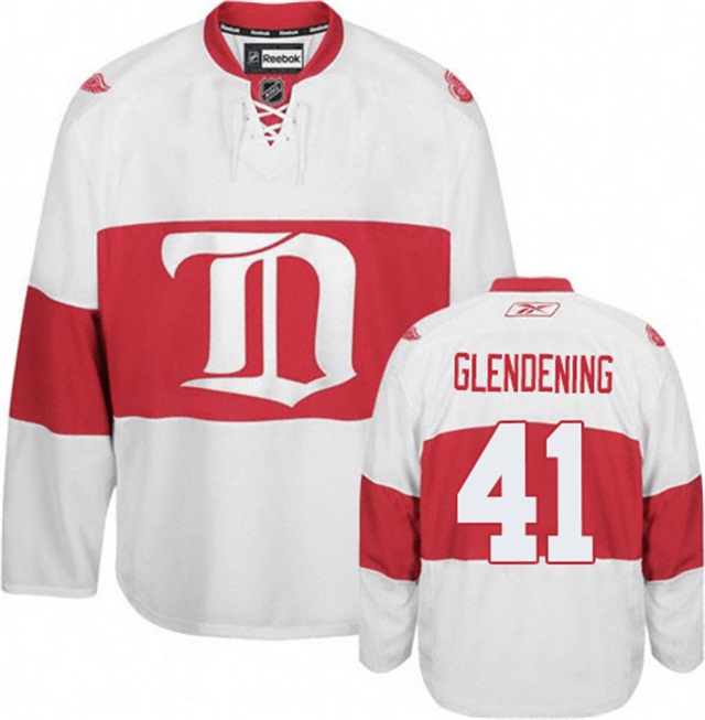 Men Red Wings Luke Glendening #41 White Winter Classic Throwback Jersey