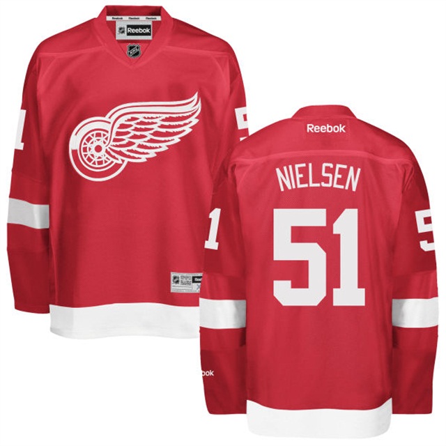 Men Red Wings Frans Nielsen #51 Red Premier Home Jersey