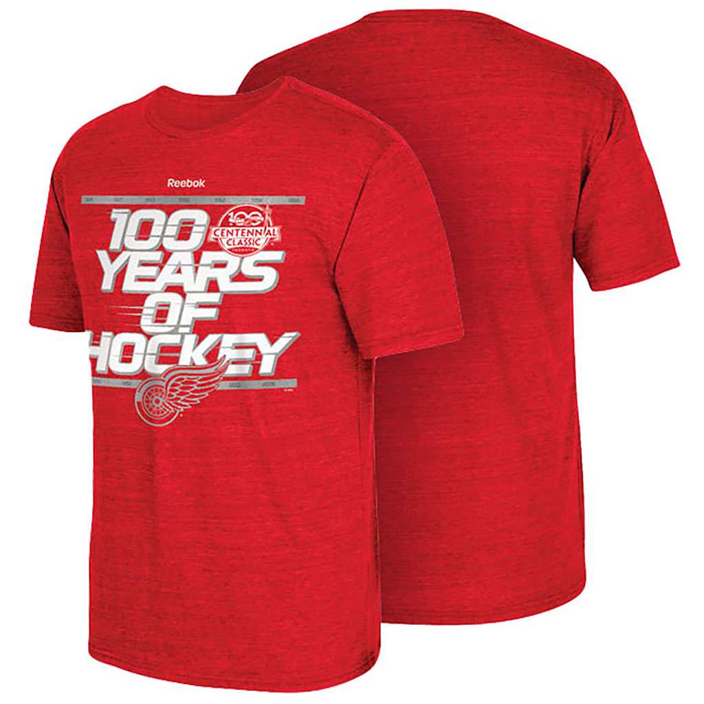 2017 Centennial Classic Detroit Red Wings Red 100th Years Of Hockey T-shirt