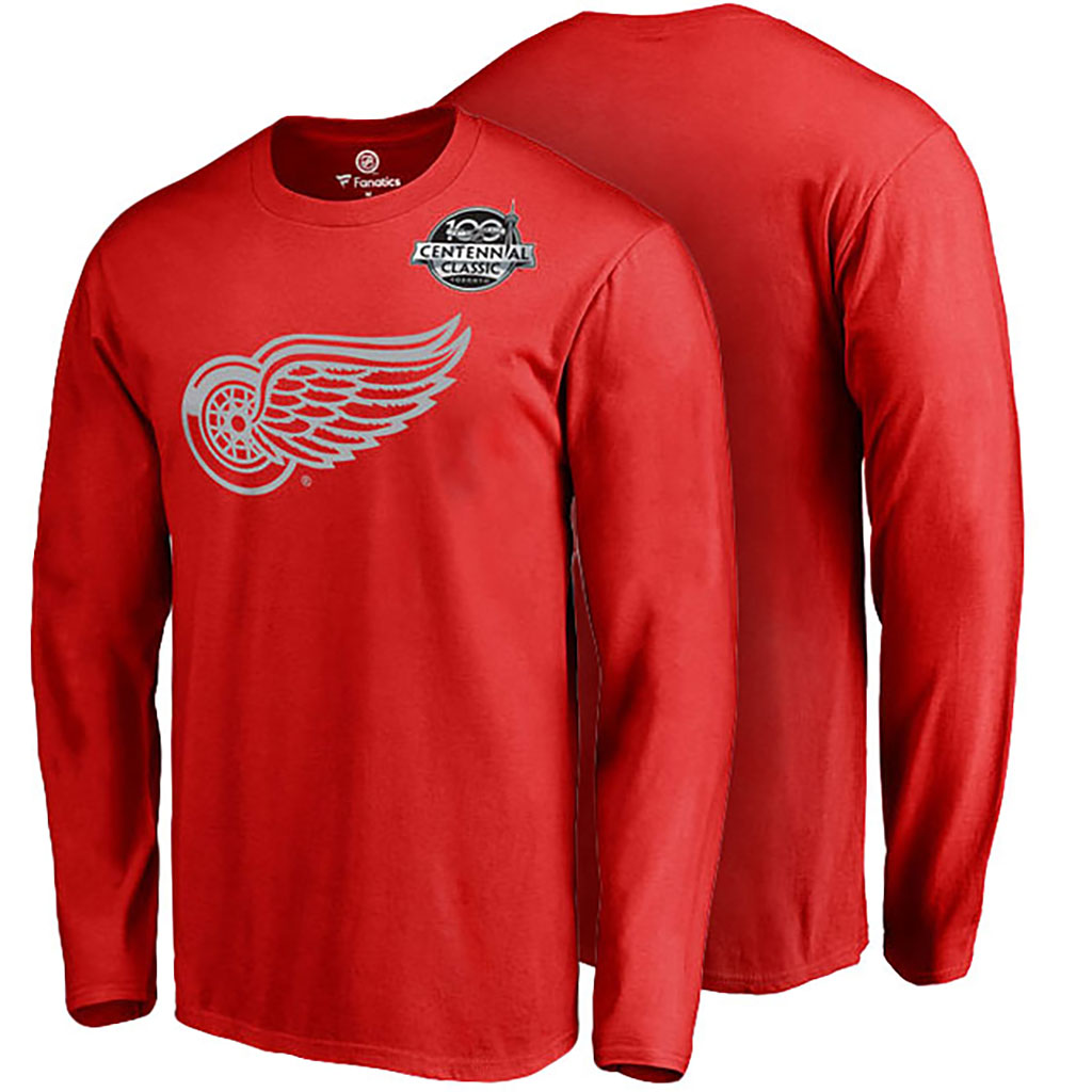 2017 Centennial Classic Detroit Red Wings Red Team Logo Long Sleeve T-shirt