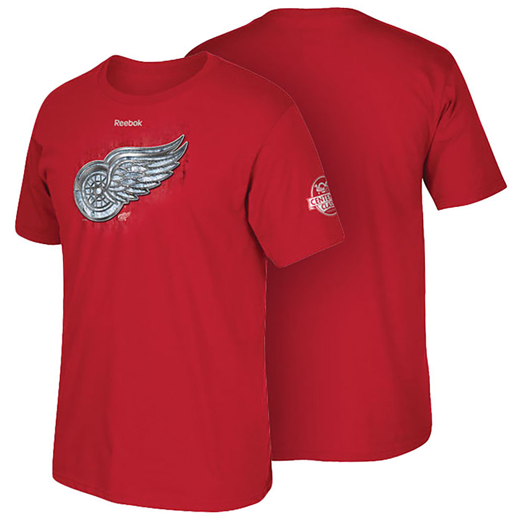 2017 Centennial Classic Detroit Red Wings Red Team Logo Short Sleeve T-shirt