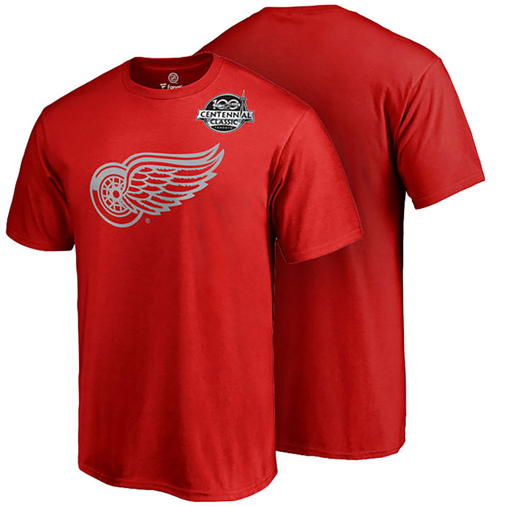 2017 Centennial Classic Detroit Red Wings Red Team Logo T-shirt