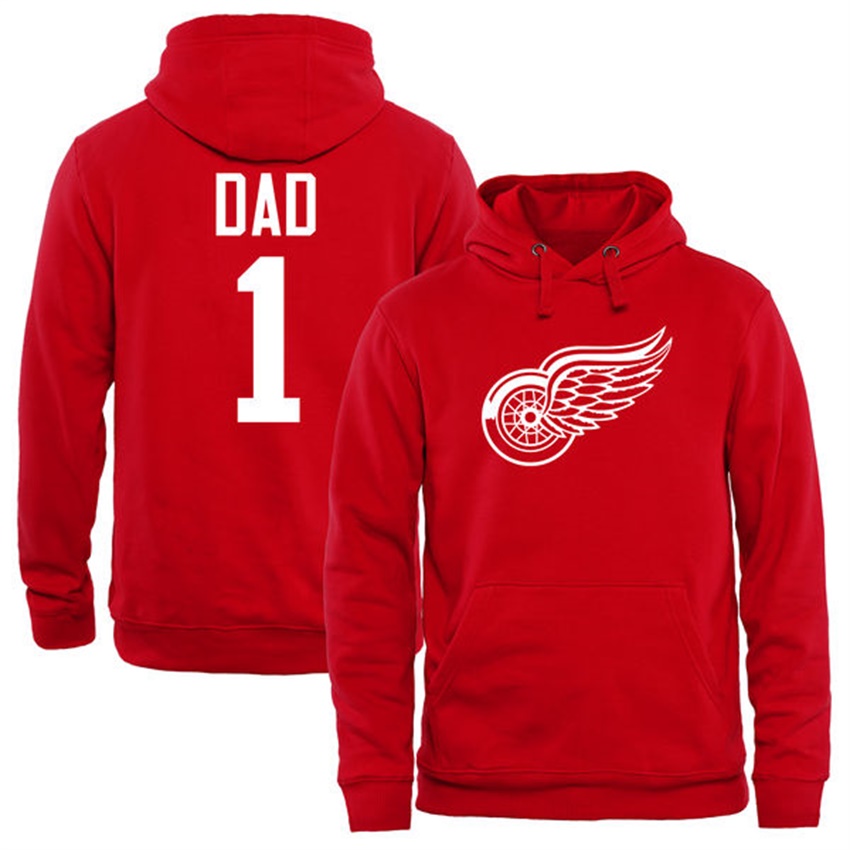 Men Detroit Red Wings Red Number 1 Dad T-shirt