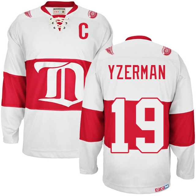 Men Red Wings Steve Yzerman #19 White Winter Classic Throwback Jersey