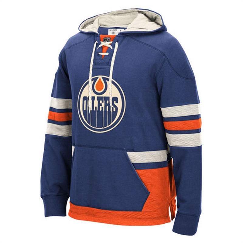 NHL 2016-2017 New Season Edmonton Oilers Blue Fleece Pullover Hoodie