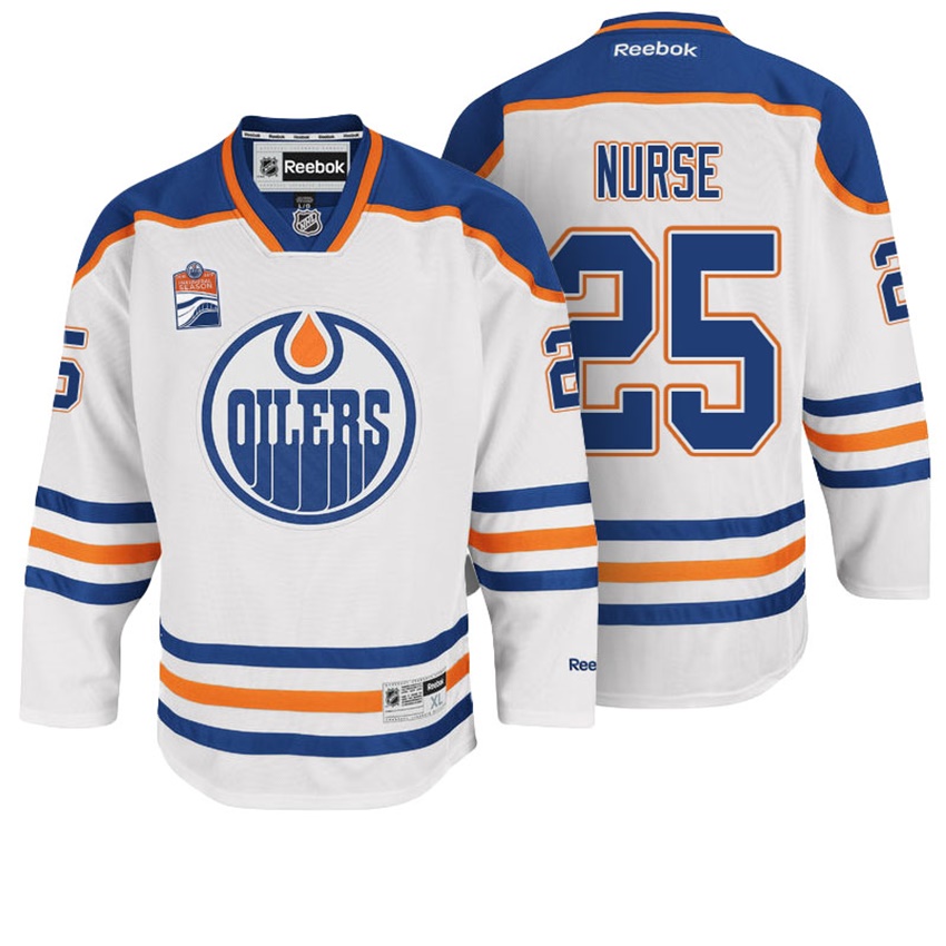 Men Edmonton Oilers Darnell Nurse #25 White Away Premier Jersey