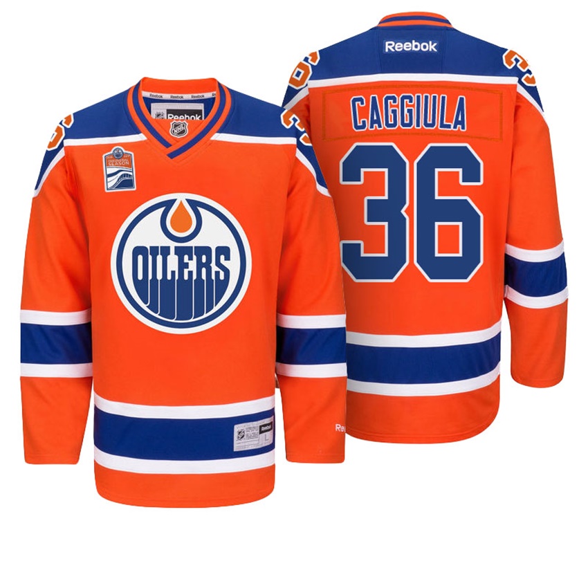 Men Edmonton Oilers Drake Caggiula #36 Orange Alternate Premier Jersey