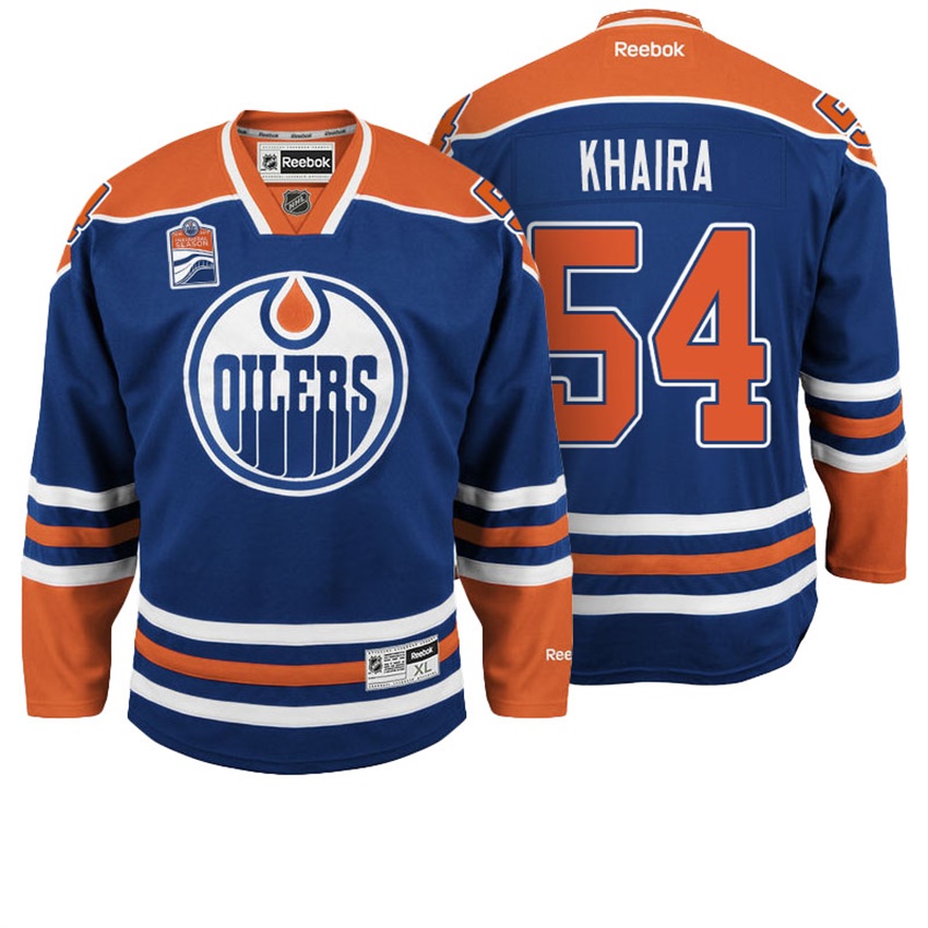 Men Edmonton Oilers Jujhar Khaira #54 Navy Home Premier Jersey