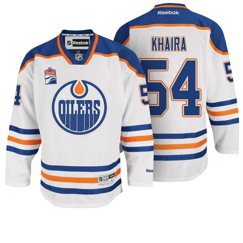 Men Edmonton Oilers Jujhar Khaira #54 White Away Premier Jersey