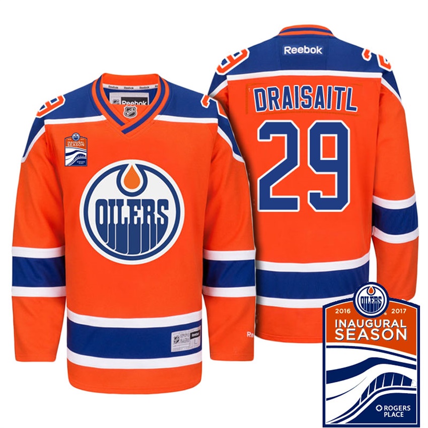 Men Oilers Leon Draisaitl #29 Orange 2017-2018 Season Home Premier Jersey