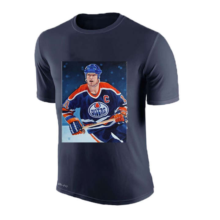 Men Oilers Mark Messier #11 Navy NHL Greatest PLayer Pictorial T-shirt