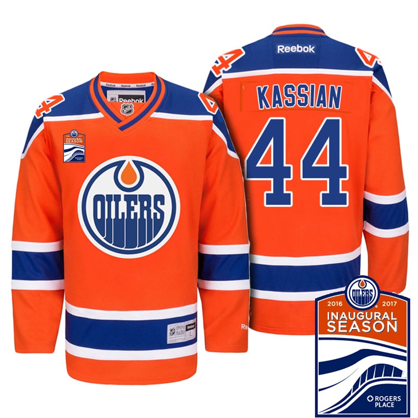 Men Oilers Zack Kassian #44 Orange 2017-2018 Season Home Premier Jersey