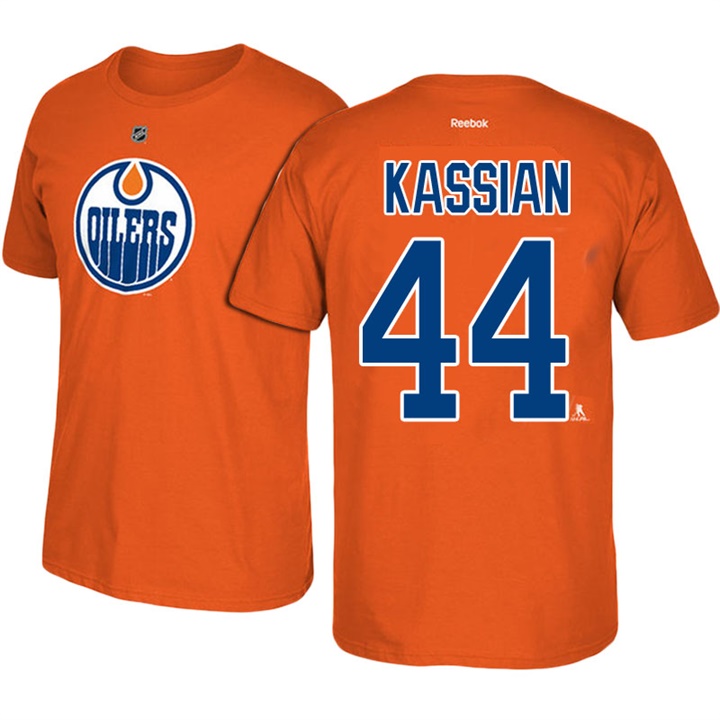 Men Oilers Zack Kassian #44 Orange NHL Player Name And Number T-shirt