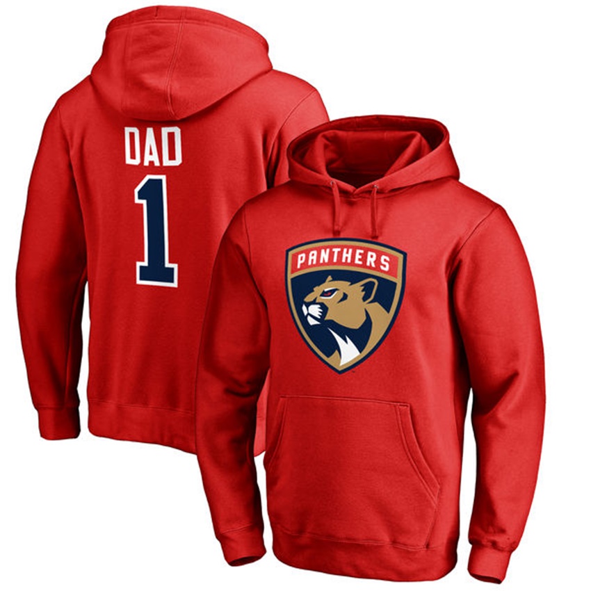 Men Florida Panthers Red Number 1 Dad T-shirt