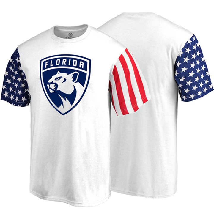 Men Florida Panthers White US Flag Stars And Stripes T-shirt