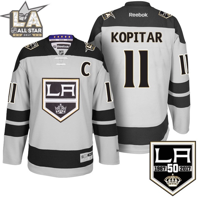 Men Kings Anze Kopitar #11 Gray 50th Anniversary Jersey