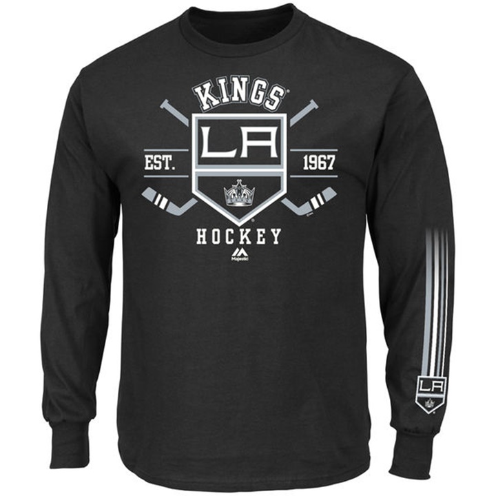 Men Los Angeles Kings Black EST.1967 Cross Check Fashion Long Sleeve T-shirt