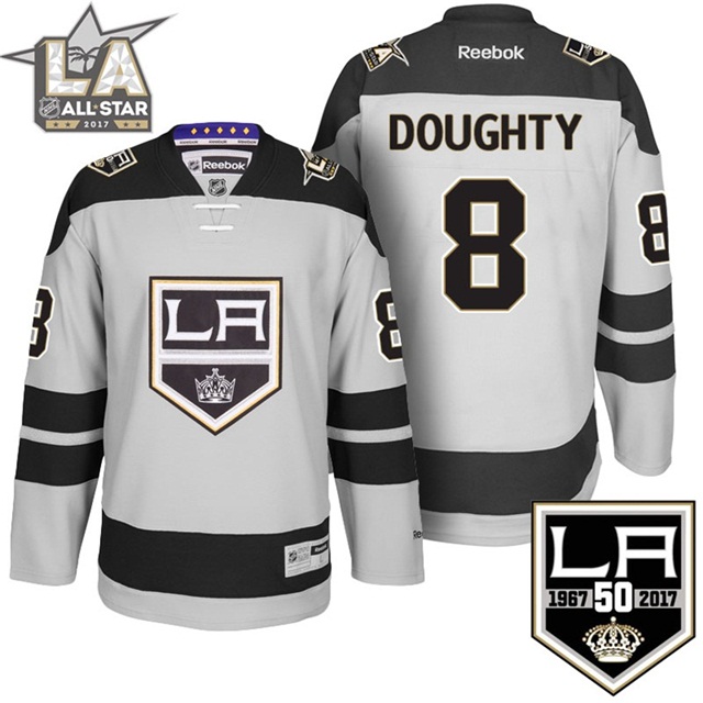 Men Kings Drew Doughty #8 Gray 50th Anniversary Jersey