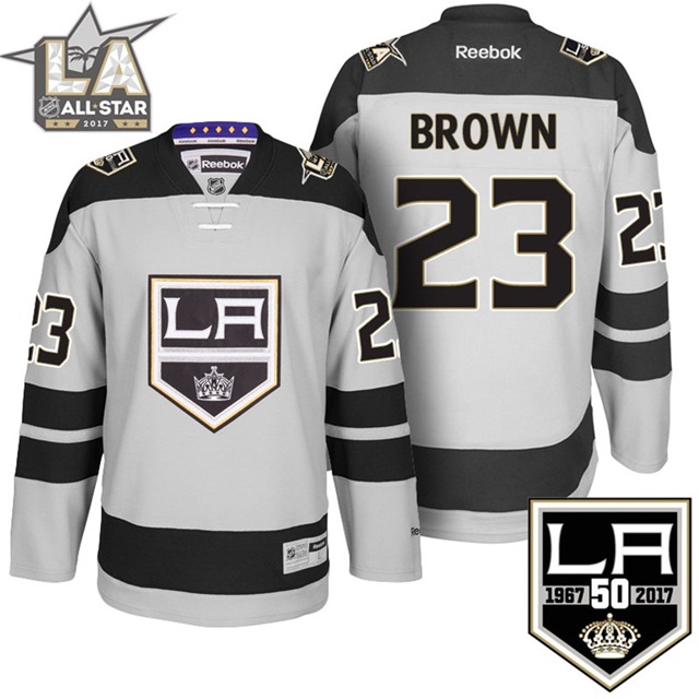 Men Kings Dustin Brown #23 Gray 50th Anniversary Jersey