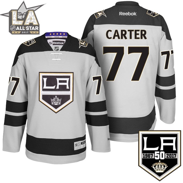 Men Kings Jeff Carter #77 Gray 50th Anniversary Jersey