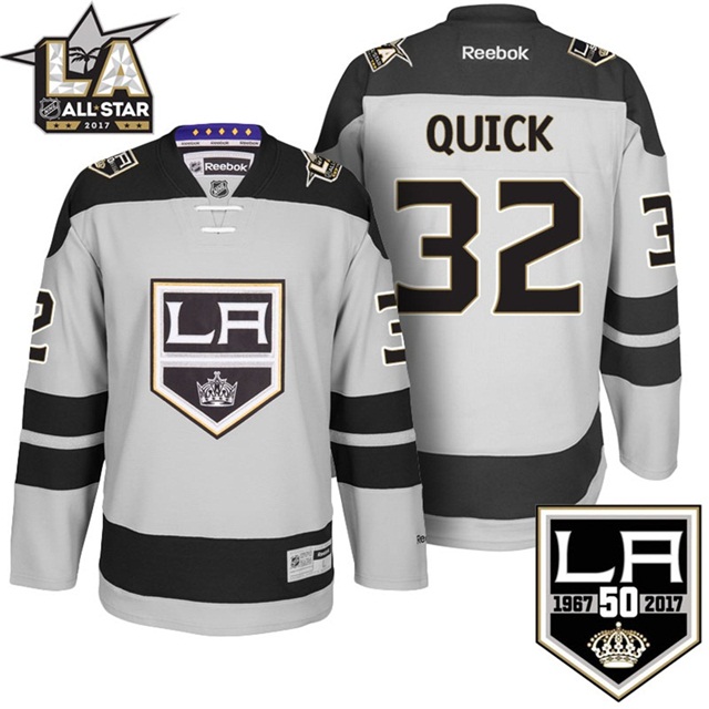 Men Kings Jonathan Quick #32 Gray 50th Anniversary Jersey