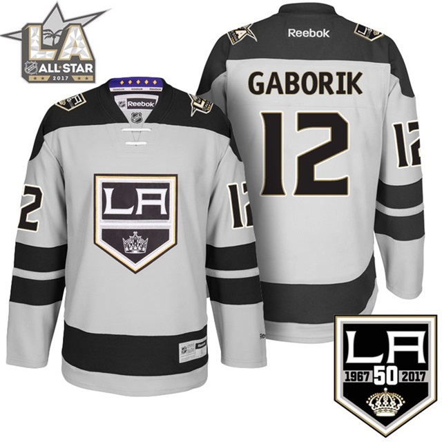 Men Kings Marian Gaborik #12 Gray 50th Anniversary Jersey