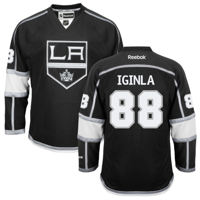 Men Kings Jarome Iginla #88 Black Premier Home Jersey