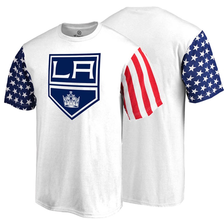 Men Los Angeles Kings White US Flag Stars And Stripes T-shirt